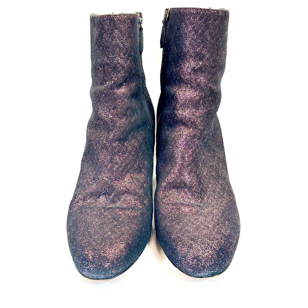 L.K. Bennett London Jourdan Plum Sparkle Leather Bootie Size 10